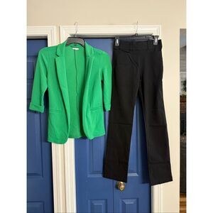 Maurices Green Blazer and Black Slim Leg Pants Size XS bundle